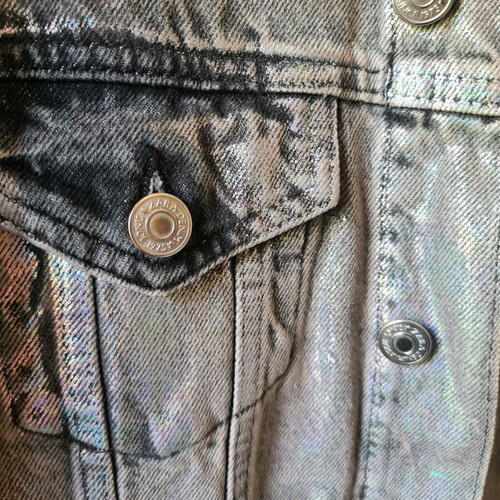 Denim women's jacket used metallic Zara Small oversized