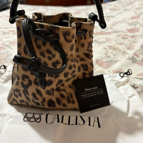 Callista leather bucket bag with leopard print new with certificate