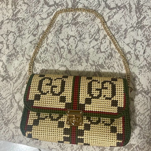 Women's embroidered canvas shoulder bag new, multicolor 23x14cm