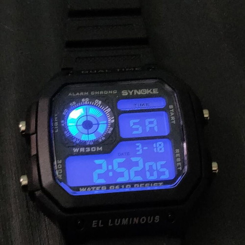 Synoke Dual Time 9619 digital watch new, black