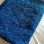 Large cotton bath towel new, blue with embossed design