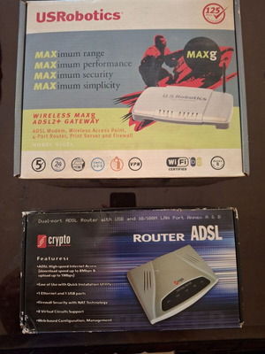 Router US Robotics 145 and Crypto-ADSL new, collectible set of two