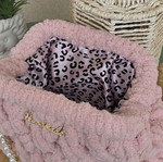 Mini Puffy Bag χιαστί με χρυσή αλυσίδα, χειροποίητη, ροζ 20x30cm