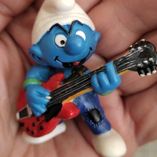Peyo Schleich Smurfs φιγούρα μεταχειρισμένη, Lead Red Guitar Smurf 1997