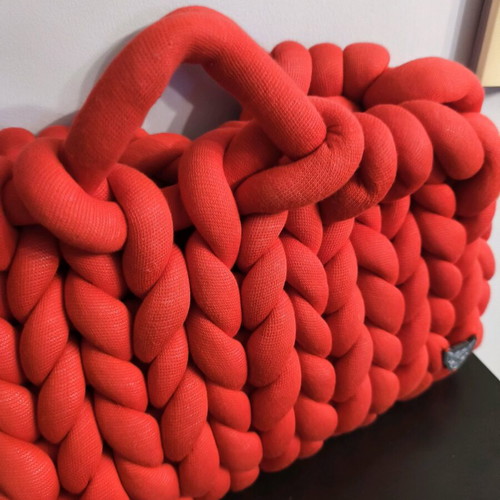 Marshmallow handmade bag red, large size, new