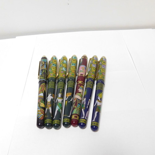 Set of 7 Souvenir Pens with Ancient Egypt Pharaoh Theme, Collectible
