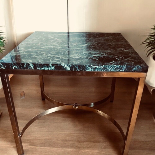 Vintage table set with green marble used
