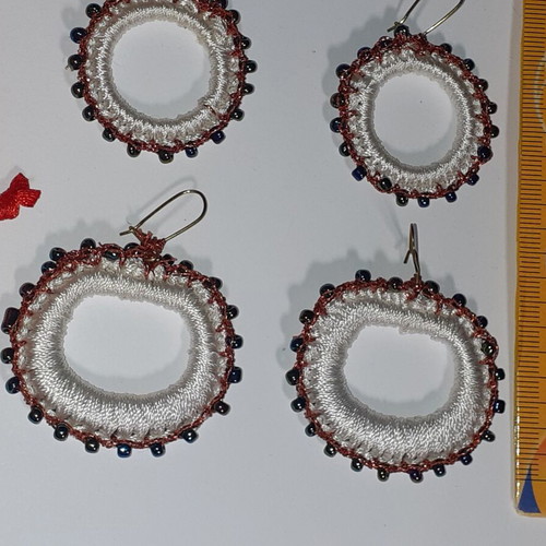 Handmade earrings pack of 4 pairs with silk thread and glass beads