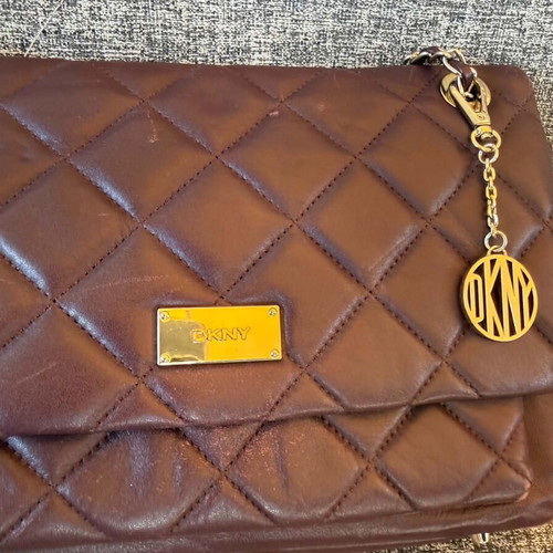 DKNY vintage leather shoulder bag used, burgundy red
