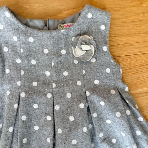 Prenatal dress grey polka dot sleeveless, like new, size 18-24 months