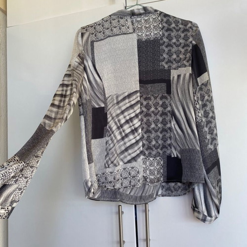 Gray Satin Blouse new, long sleeve, formal with pattern