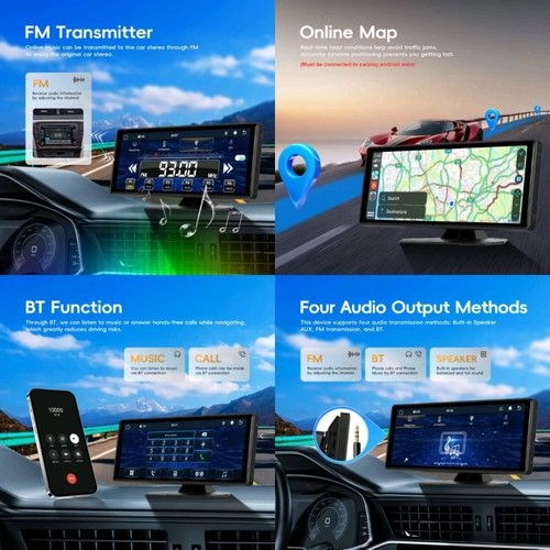 Podofo Portable CarPlay 10.26” New Wireless Apple CarPlay Android Auto
