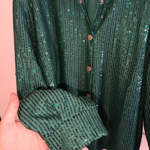 Emerald Glam Shirt with Sequins like new