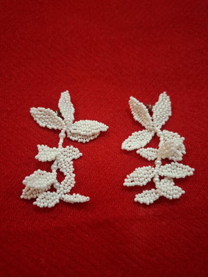 Calliopi Bohemian handmade stud earrings new, white