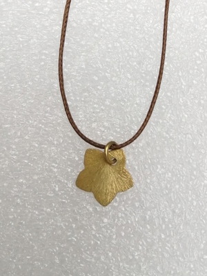 Silver 925 gold-plated pendant on brown cord with gold-plated ends new