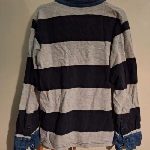 Alouette 8Y long-sleeve polo shirt striped gray blue like new