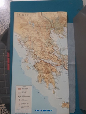 Collectible Greece map Olympic Airways edition 1978 like new