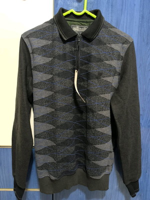Wellalux men's shirt gray medium new with zipper and collar