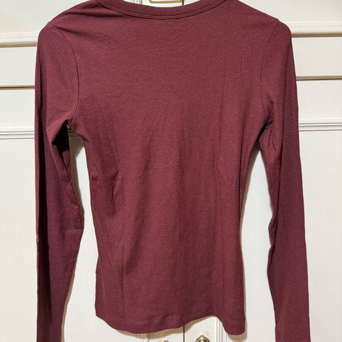 H&M Ribbed Bordeaux Blouse New, Size S