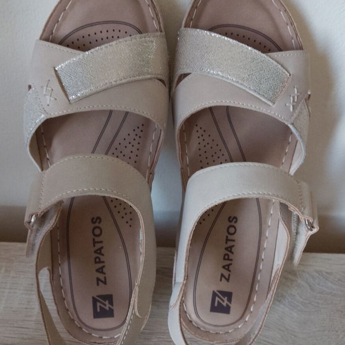 Zapatos beige sandals size 37 like new with anatomical insole