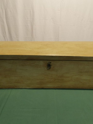 Wooden chest used 1950 patina nautical box with lock