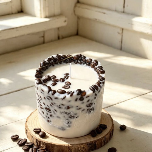 Luxury 3-piece coffee art gift set with large and small mocha scented candles