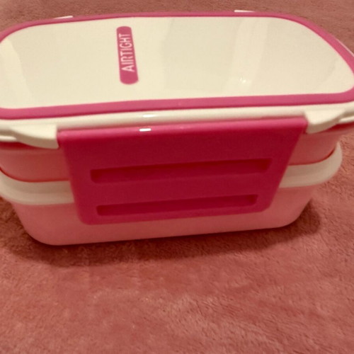 Pink food container new, plastic for school and work