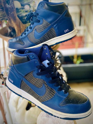 Nike Dunk High "Custom/Vintage Edition" Like New, Blue/Black (2008)