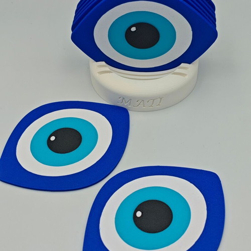 3D Printed Mati Coasters Set of 8 with Base new, Minimal Design
