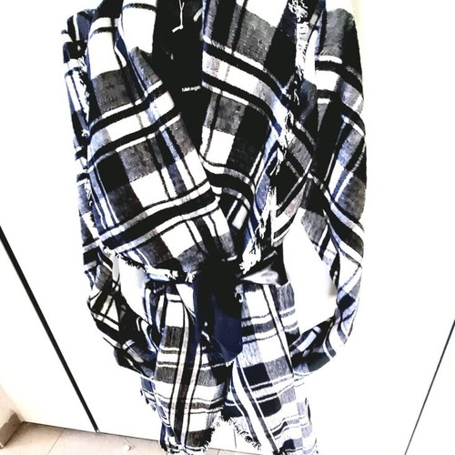 Checked black and white coat new wool and polyester size M Eu38