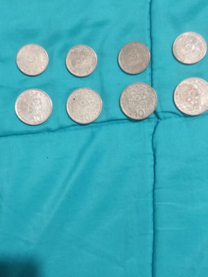Coins used, set of 4x10 and 4x5 drachmas