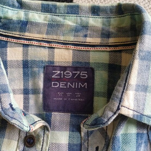 Checked shirt used blue with green, size M