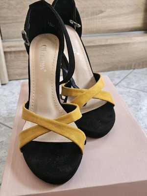 Bozikis high heel sandal size 36, new, black, 12 cm heel