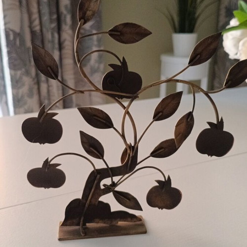 Metal decorative Dermitzakis pomegranate tree like new, symbol of prosperity