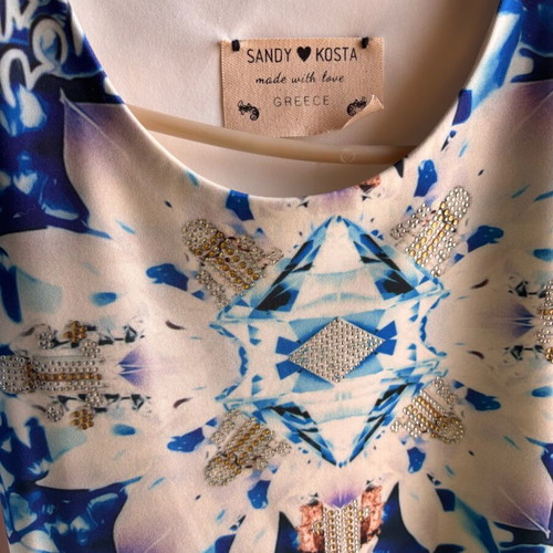 Women's dress like new, size S, blue and white with diamond pattern