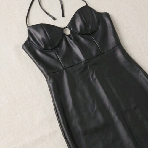 Shein sleeveless leather dress black like new size L