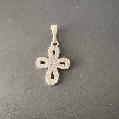 White gold cross with zircon 18K 1.89 grams like new