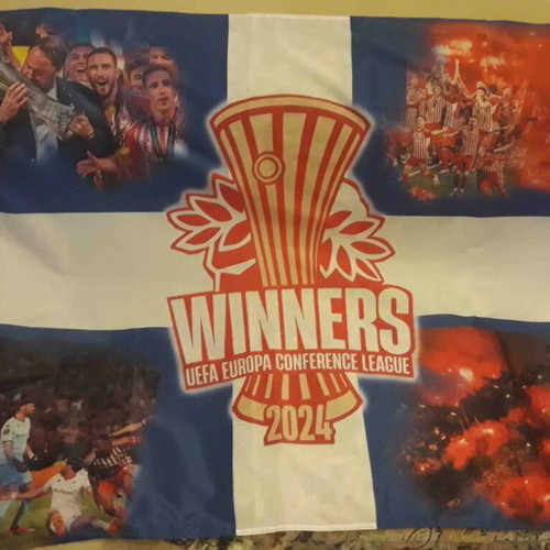 Olympiacos Europa Conference League flag new 1x1.5 meters