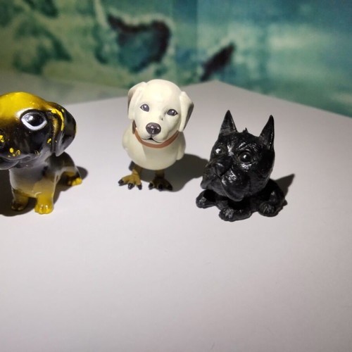 Dogbird Retribird Dogz Scottish Terrier figures set used, 3 pcs