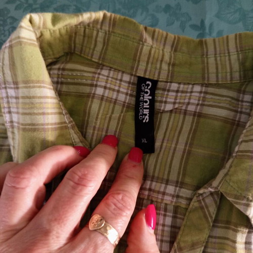 Colours of the World women's plaid shirt XL used, green with pockets