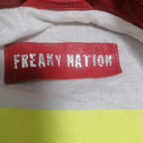 Freaky Nation red leather vest used, rock retro style