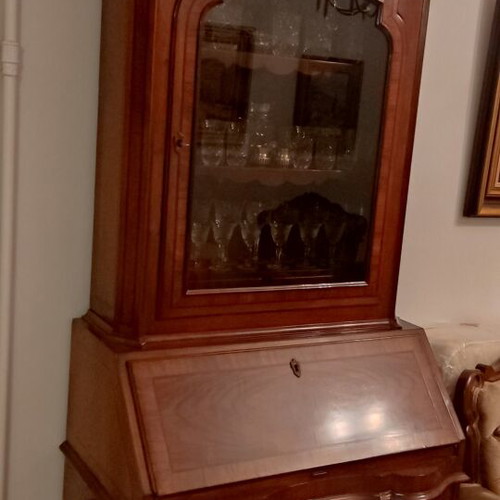 Vintage Dutch Baroque Secretary Desk with Display Cabinet like new