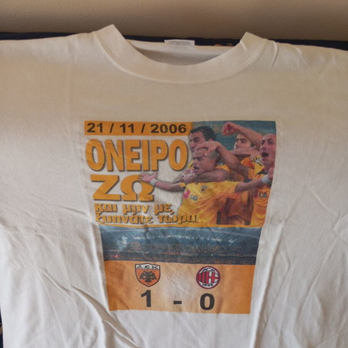 AEK T-shirt with Milan 2006, size XL, like new, white