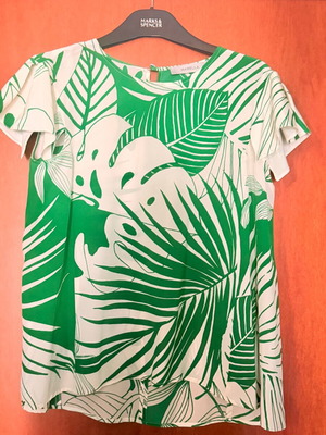Marella silk blouse like new, white and green
