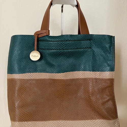 Furla handbag in beige and blue, like new