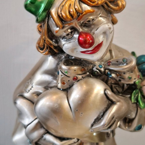Vintage Bougelli Italian Sterling Silver Clown with Heart like New