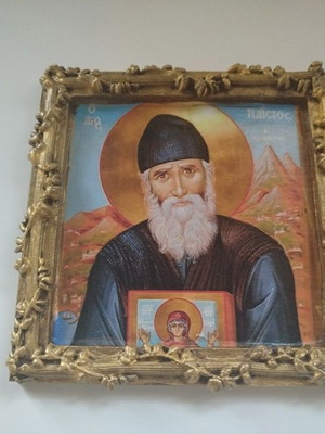 Saint Paisios Icon new, handmade clay 15x15 cm