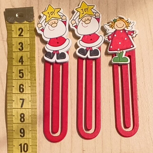 Christmas decorative bookmarks new, set of 3 wooden