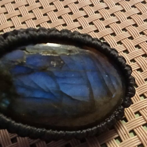 Macrame necklace with labradorite like new