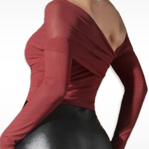 Mesh crop top Shein burgundy like new